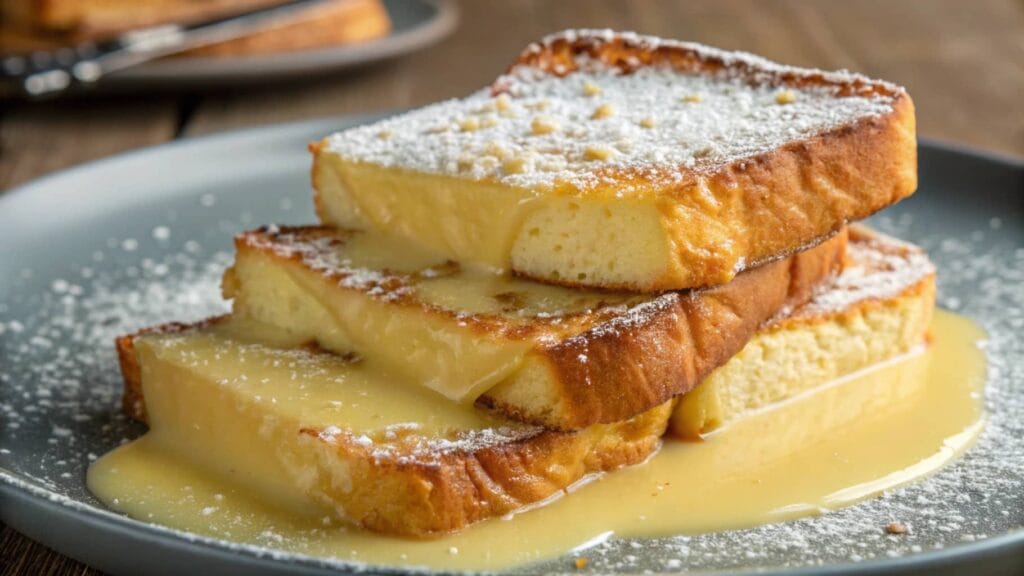 Golden, crispy brioche bread slices