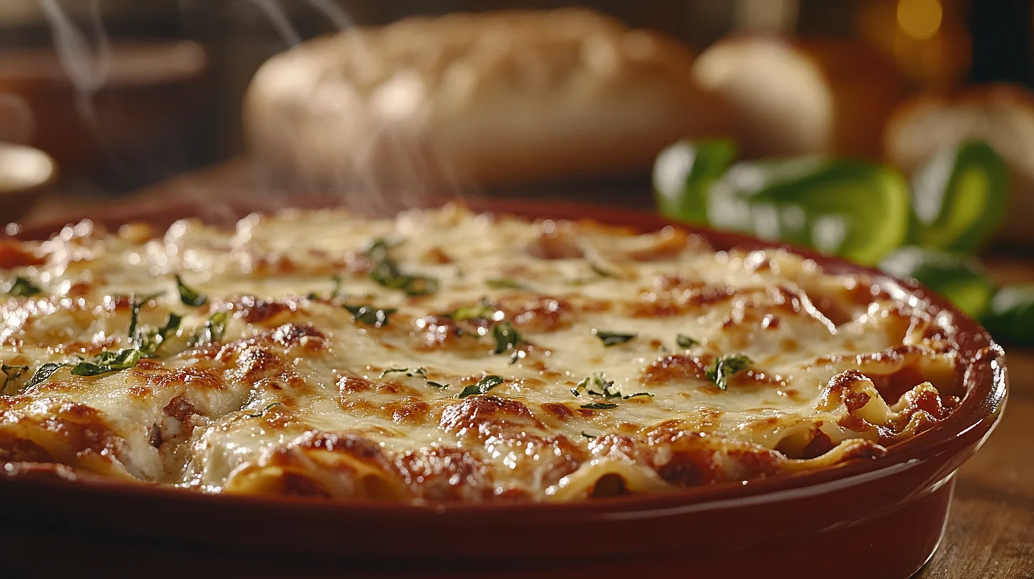 Freshly Baked Barilla Lasagna on a Rustic Wooden Table