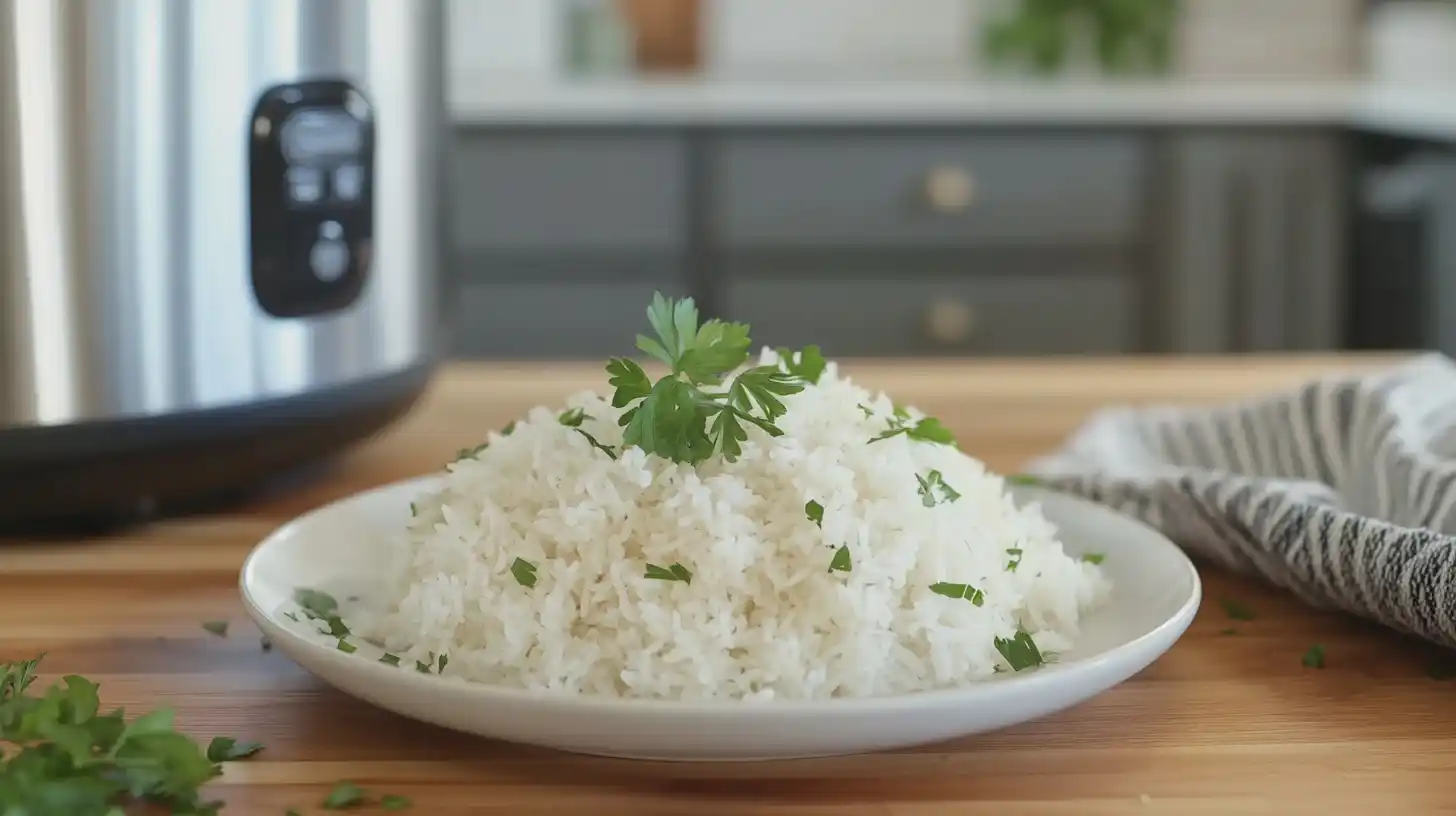 Fluffy basmati rice cooked in an Instant Pot.