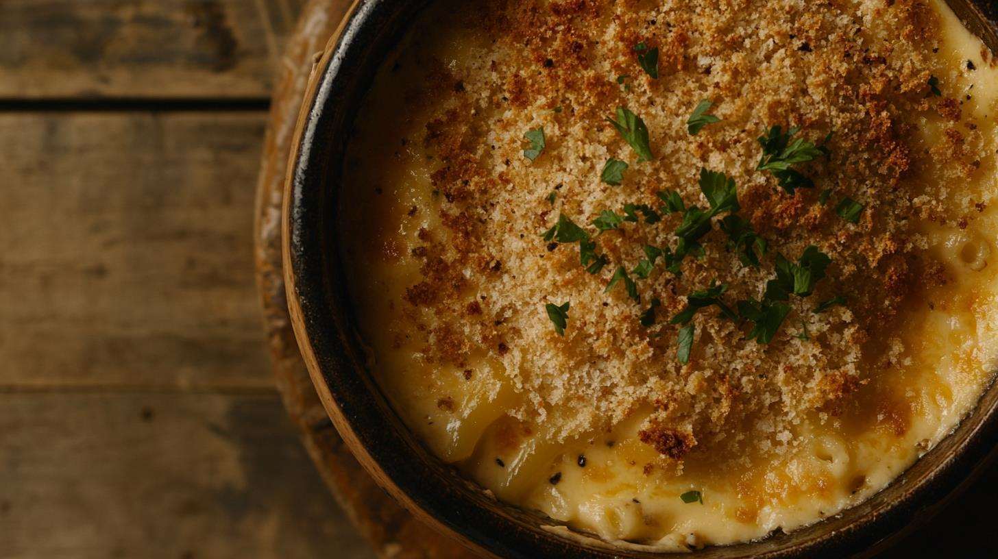 Bowl of Tini Mac and Cheese with Breadcrumbs